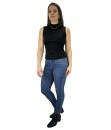 Blusa Regata Camiseta Canelada malha gola alta Butu Biru Preto